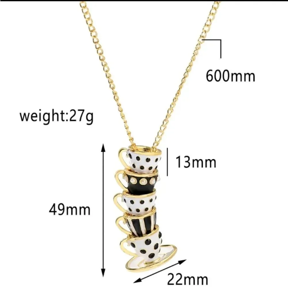 Alice in Wonderland Black & Gold Tea Party Necklace
